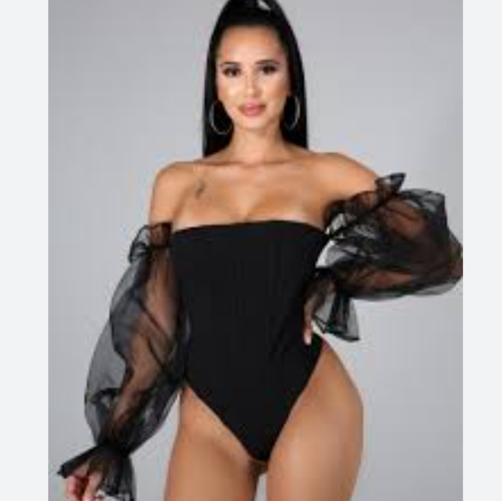 Kaylee Kollection Mesh Sleeve Bodysuit